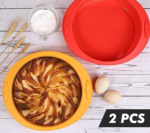 Miniatura 6 de Webake Molde redondo de silicona para tartas de 9 pulgadas, juego de 2 moldes para hornear, para brownie, pastel, pan, pastel y lasaña