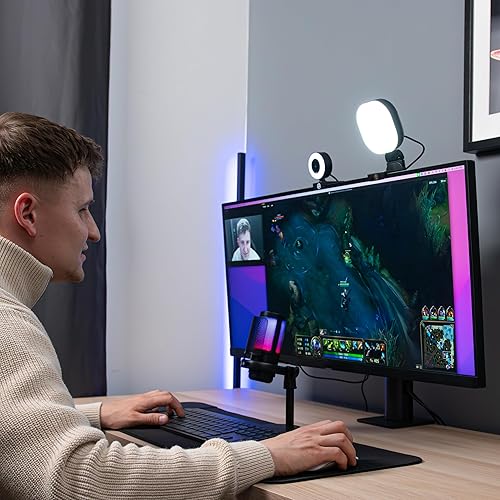 Miniatura 2 de Kit de transmisión de video en vivo, incluye cámara web de 30 FPS de 1080p, micrófono USB RGB, luz LED ajustable para Twitch, YouTube, Podcast y