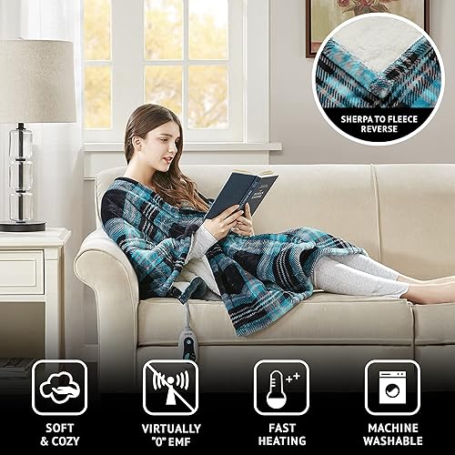 Miniatura 6 de Cobija eléctrica Sherpa de Beautyrest suave con diseño de cuadros de 50 pulgadas x 64 pulgadas con 3 niveles de calor