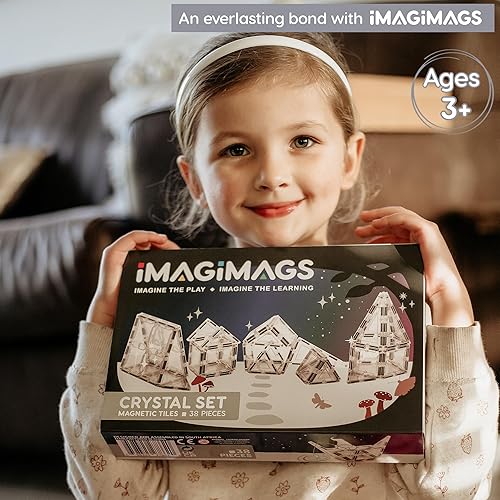 Miniatura 8 de Imagimags Azulejos magnéticos de construcción, juego de 38 piezas de cristal para niños y niñas, actividades educativas de aprendizaje creativo,
