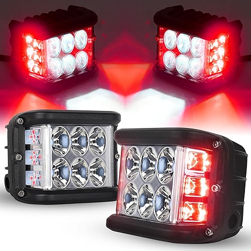 Miniatura 9 de Luces laterales de 4 pulgadas, luces LED estroboscópicas rojas de doble cara para granja, tractor, arado, camión, barco, ATV, UTV, SUV, todoterreno,