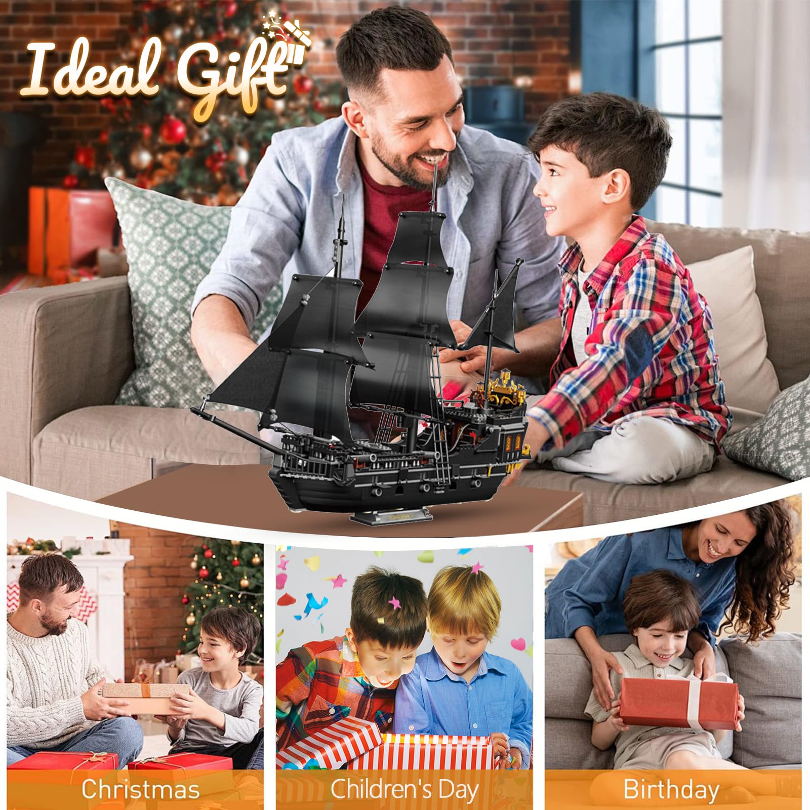 Juego Bloques construcción Barco Pirata Miniatura, Bloques Barco Pirata King, Kit Modelo Barco Pirata, Regalos cumpleaños Navidad para Adultos, niños y niñas 14 años en adelante, 920 Piezas
