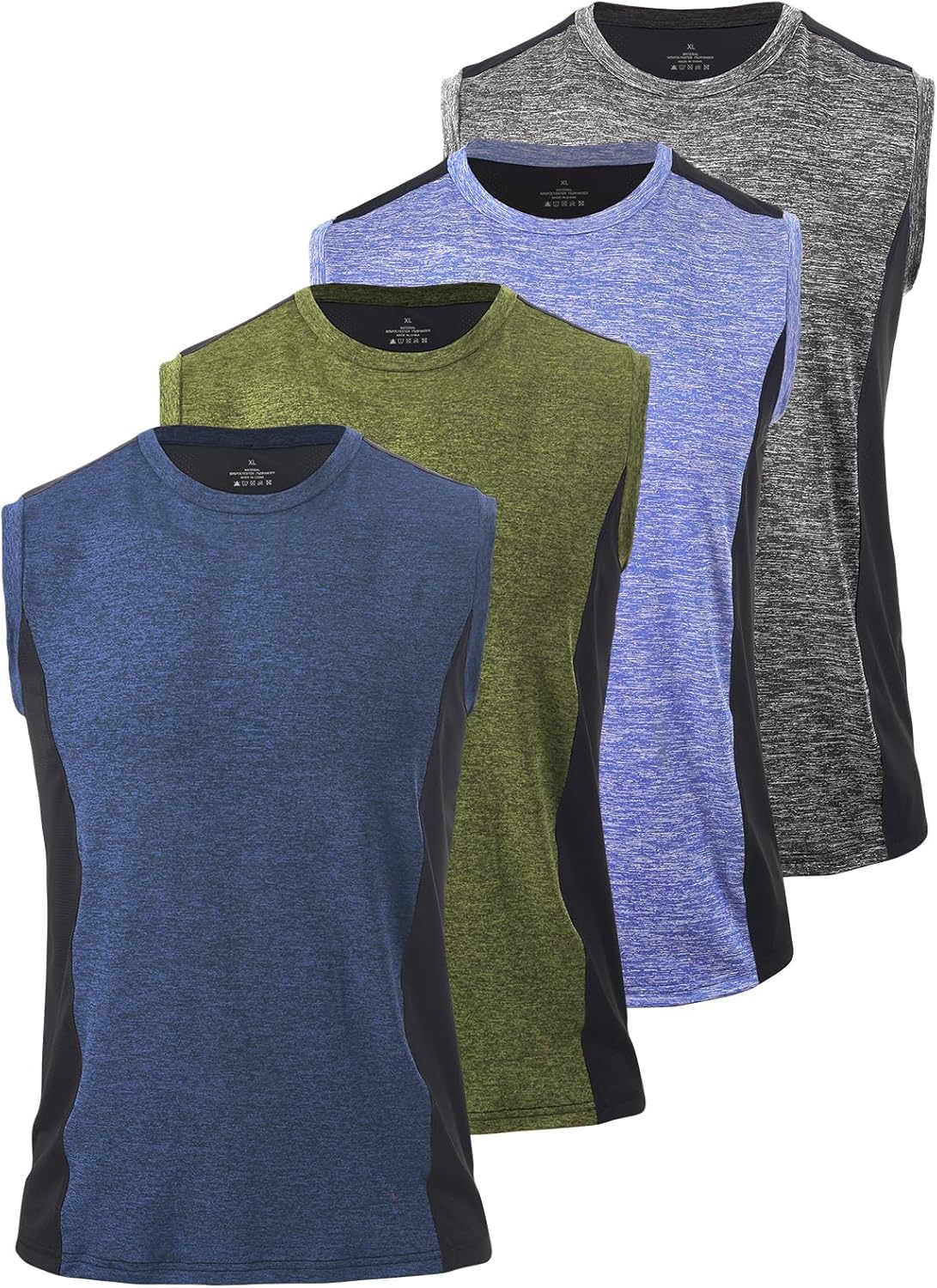 Rosyline 4 Pack Men's Workout Tank Tops Quick Dry Gym Muscle Tee Bodybuilding Fitness Sleeveless Shirts