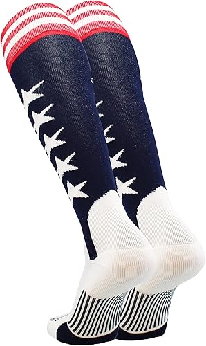 Miniatura 2 de MadSportsStuff Calcetines de estribo de béisbol con estrellas y rayas de la bandera estadounidense para niños, hombres, jóvenes y adultos,