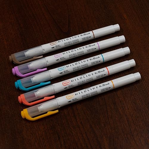 Miniatura 6 de Zebra Pen Mildliner - Juego de rotuladores de doble punta ancha y fina, paquete de 5, surtido cálido