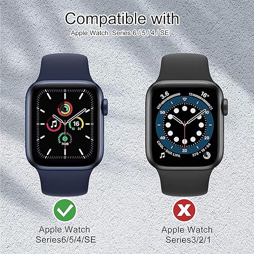 Miniatura 2 de EDIMENS Paquete de 2 fundas rígidas de policarbonato compatibles con Apple Watch Series 6, SE, 5, 4 de 1.732 in, para mujeres y hombres, funda