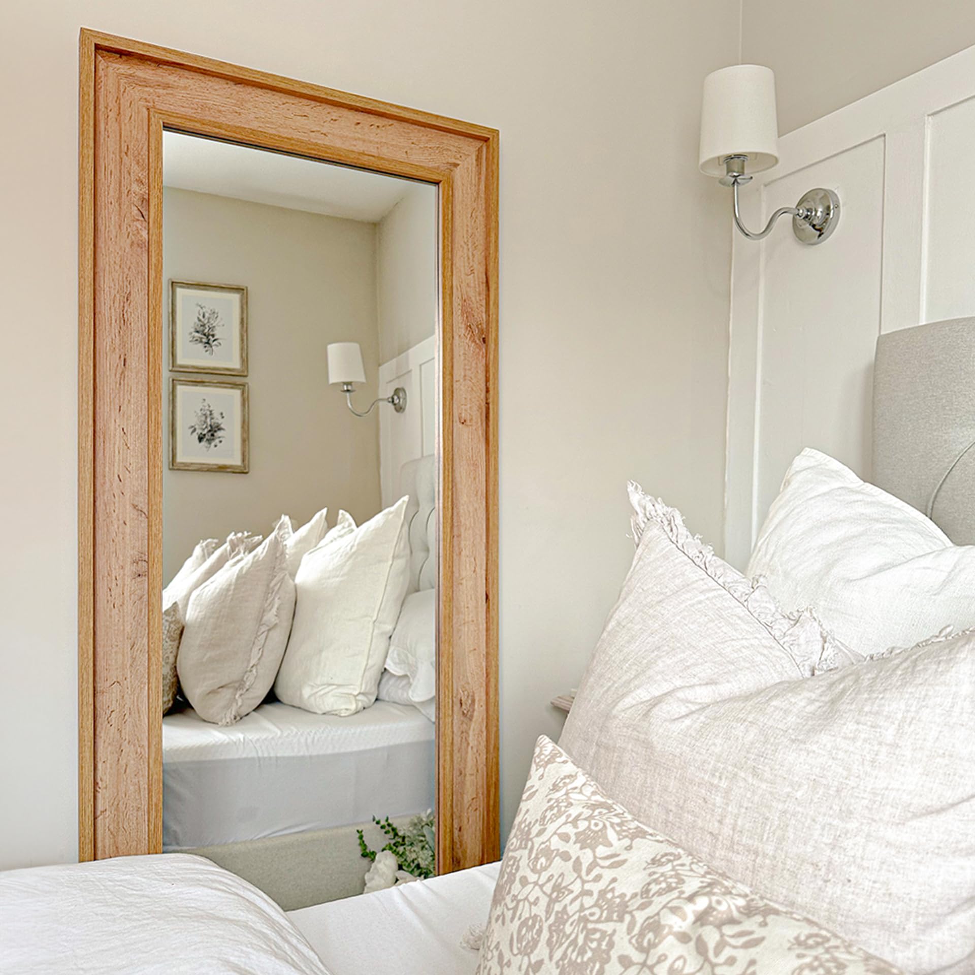 MOBILI FIVER, Miroir Mural/Miroir au Sol Angelica, 160x67 cm, Bois Rustique, Made in Italy