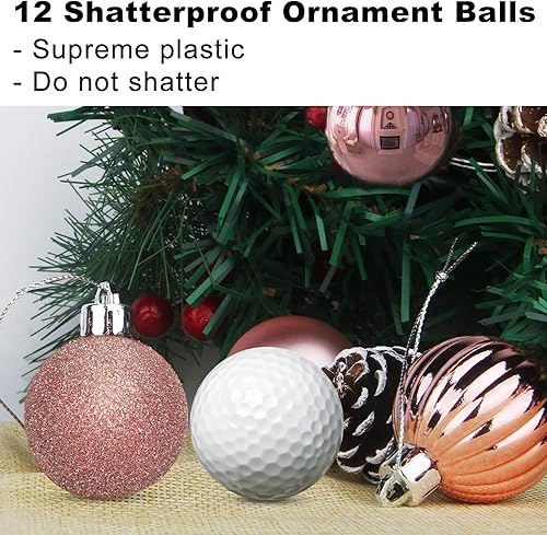 Vista 1197 de 18 esferas medianas decorativas navideñas para árbol de Navidad, inastillables, para colgar, color púrpura, 2.5 pulgadas, paquete de 18