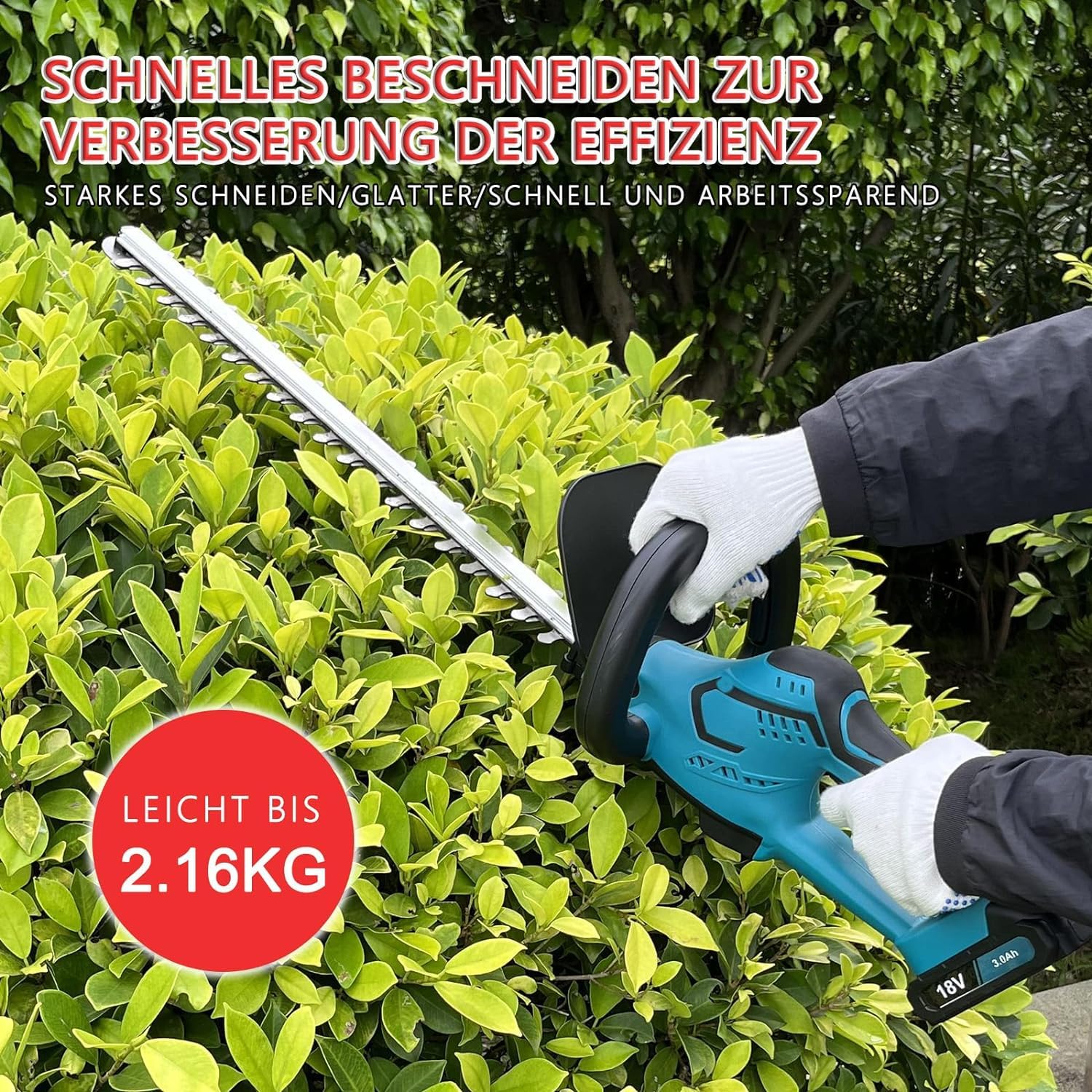 Akku Elektrische Heckenschere,Ersatz für Makita, Bürstenloser Motor,Enthält 2X5.5Ah Akku und Ladegerät Toolkit, mit 51 cm Dual-Action-Klinge & sicherem Design, Gartenschere für die Rasenpflege im