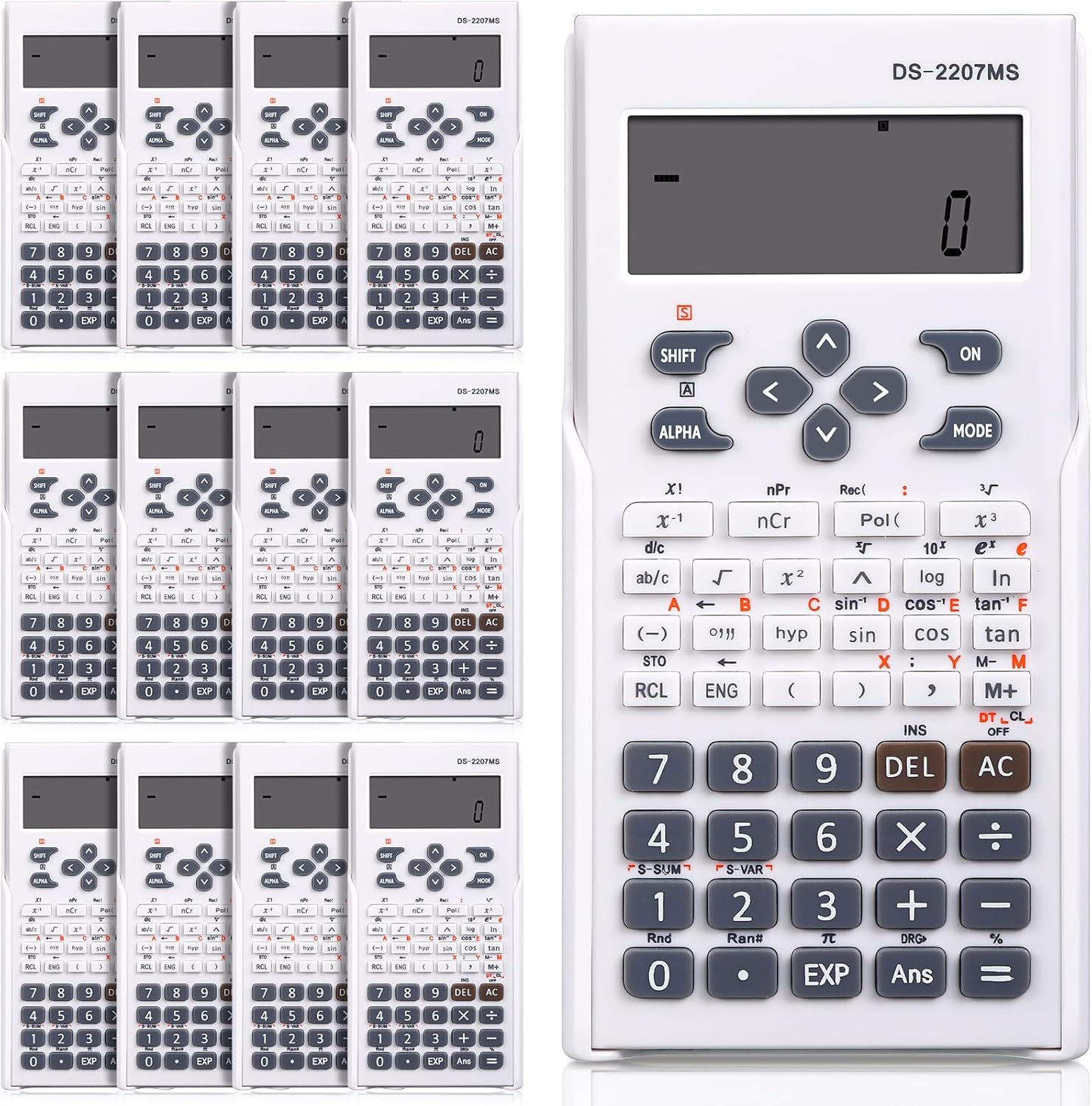 Copkim Calculadora científica de ingeniería de 2 líneas a granel con cubierta dura protectora calculadora matemática blanca para estudiantes