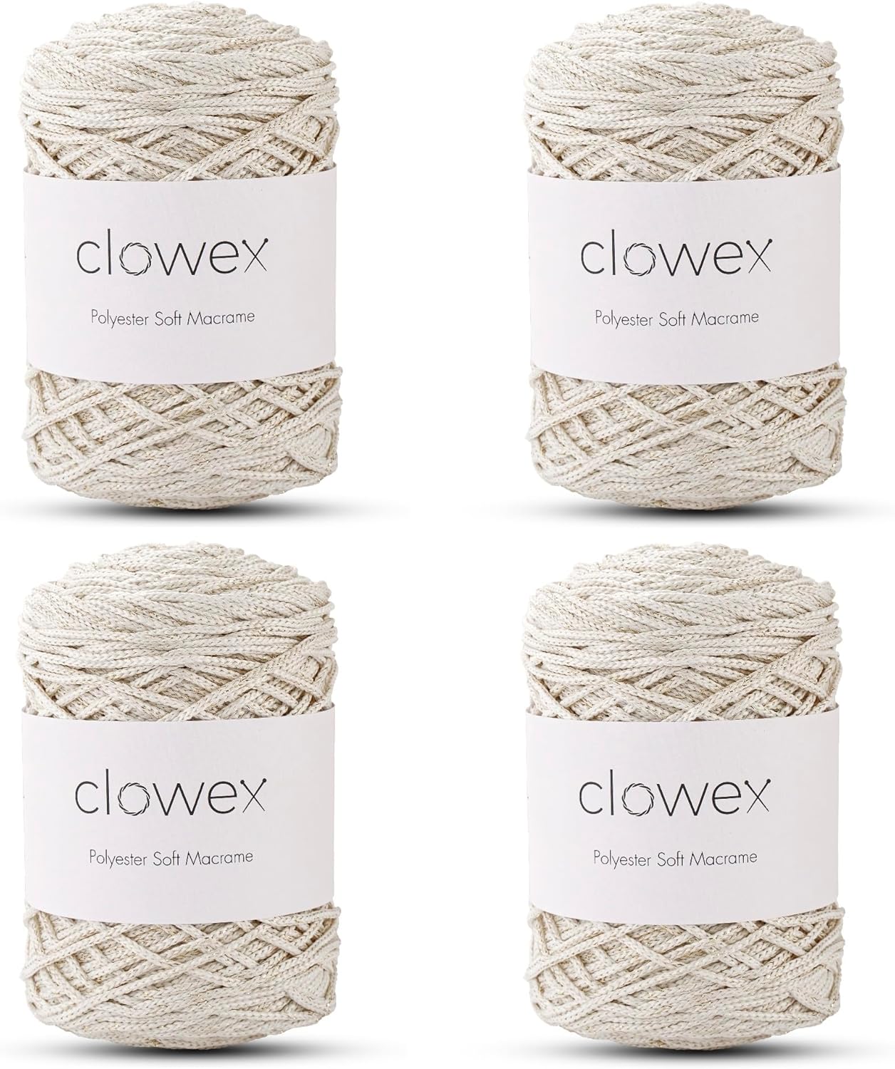 Polyester Soft Macrame Glitter, 2.5mm x 764 Yard Shiny Sparkle Macrame Cord, Metallic Tinsel String for DIY Craft, Carpet, Packing, Gift Wrapping, Crochet and Knitting