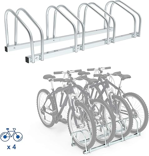 Todeco Soporte de suelo para bicicletas para 4 bicicletas, organizador de almacenamiento de bicicletas de acero, soporte de estacionamiento para