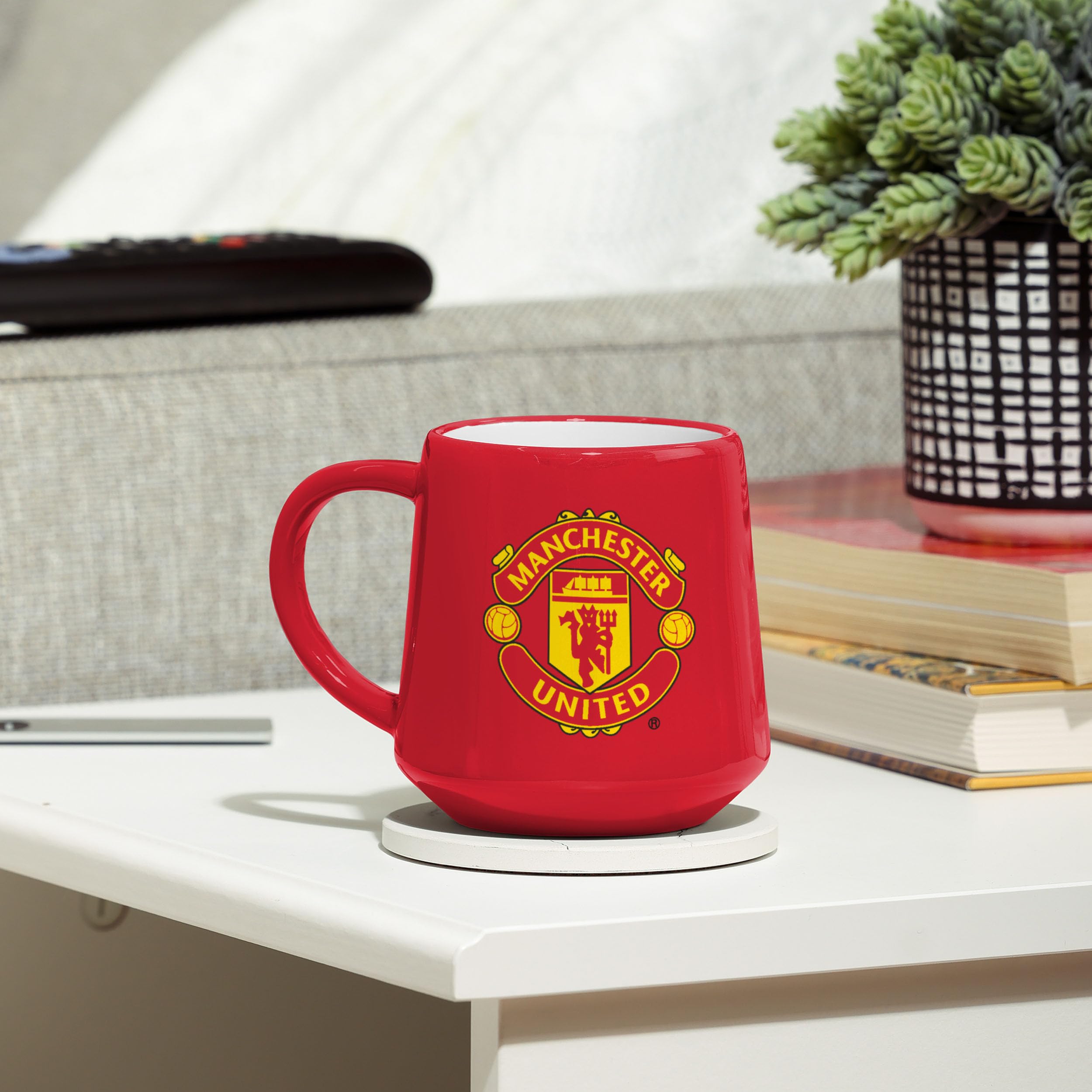 FOCO Taza con base grande roja con licencia oficial del Manchester United FC