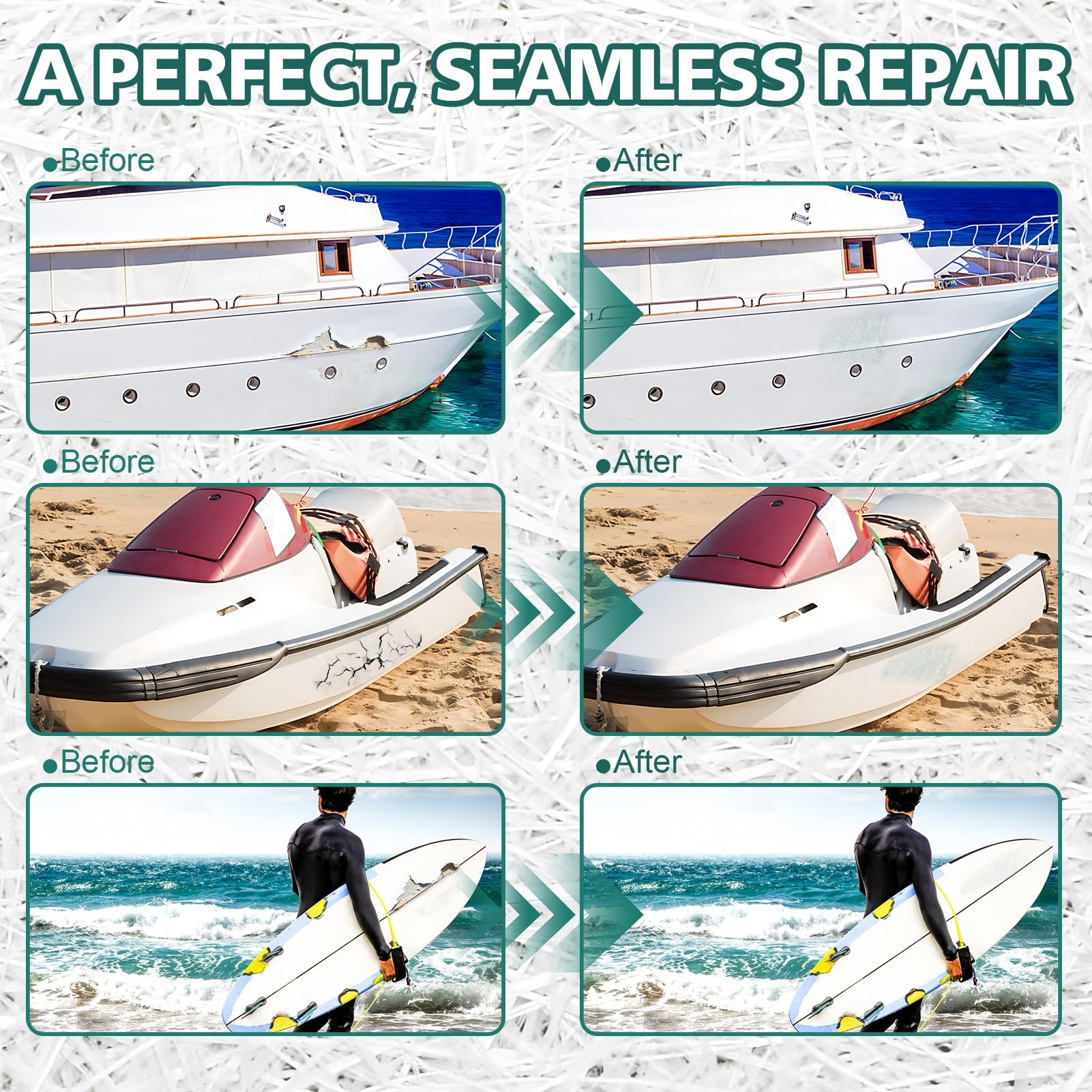 Kit Vetroresina, Vetroresina Kit Riparazione, Resina Epossidica+1m² Tappetino in Fibra Vetro 300g, Riparazione Imbarcazioni, Tavola da Surf e Molte Altre Superfici