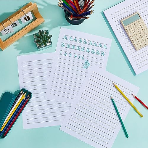 Miniatura 5 de Yeaqee 120 hojas de papel rayado en relieve para retrato de escritura a mano, jardín de infantes para niños y profesores, sensorial con línea, 8.3 x