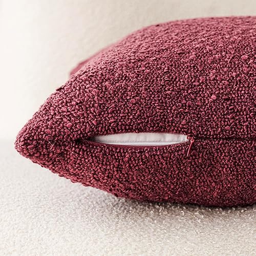 Miniatura 3 de Foindtower Fundas de almohada decorativas con diseño de boucle, fundas de almohada sólidas, acogedoras y suaves con textura para sofá, dormitorio,