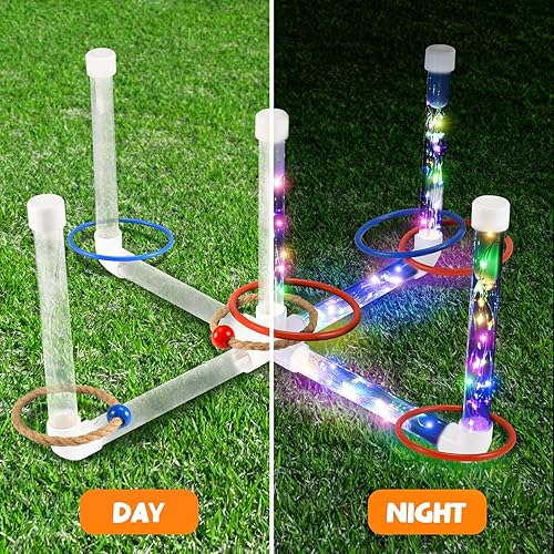 Miniatura 3 de Juegos de patio al aire libre para niños y adultos juego de lanzamiento de anillos LED FunforFun! para niños y niñas, juguetes de 3, 4, 5, 6, 7, 8,