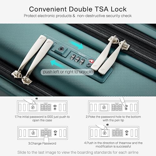 Miniatura 6 de Hanke Grace - Maletas con ruedas rígidas, equipaje de mano aprobado por aerolíneas, maleta de viaje de 20 pulgadas, equipaje ligero Tsa para viajes