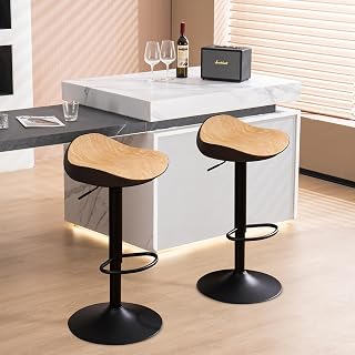 YOUNIKE Taburete de Bar Juego de 2, Sillas Altas de Bar, Taburetes Altos Cocina de Diseño Moderno Giratorio 360°y Regulable en Altura para Bar Cocina, Negro