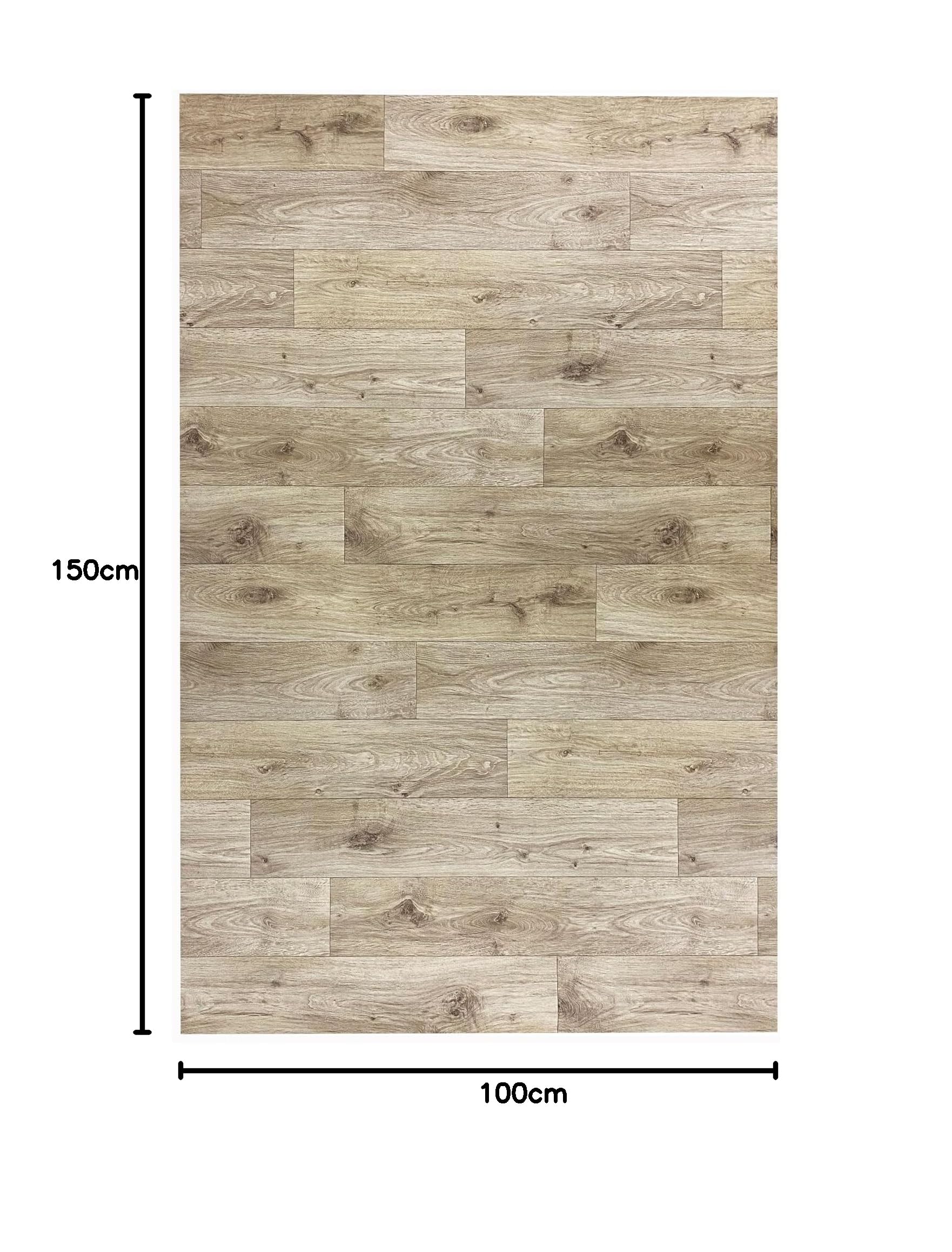 Alfombra Vinílica Efecto parquet Cocina Salón - Varios Tamaños - (Textura Madera Roble 100x150cm), Lavable Antideslizante, Revestimiento Suelo y Resistente Salon baño hogar Cocina Pasillo