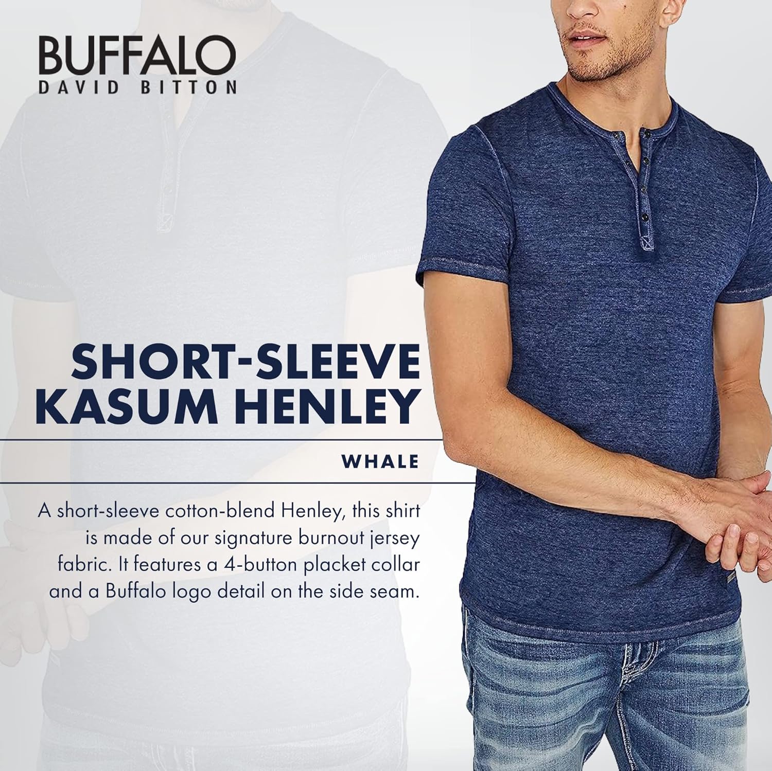Buffalo David Bitton Mens Short Sleeve Kasum Henley - Image 3