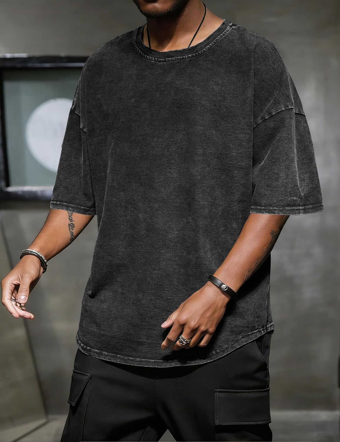 Mens T-Shirts Short Sleeve Acid Wash Vintage Solid Basic Casual Tie-Dye Tee Unisex Tops Summer Shirts for Men - Image 5