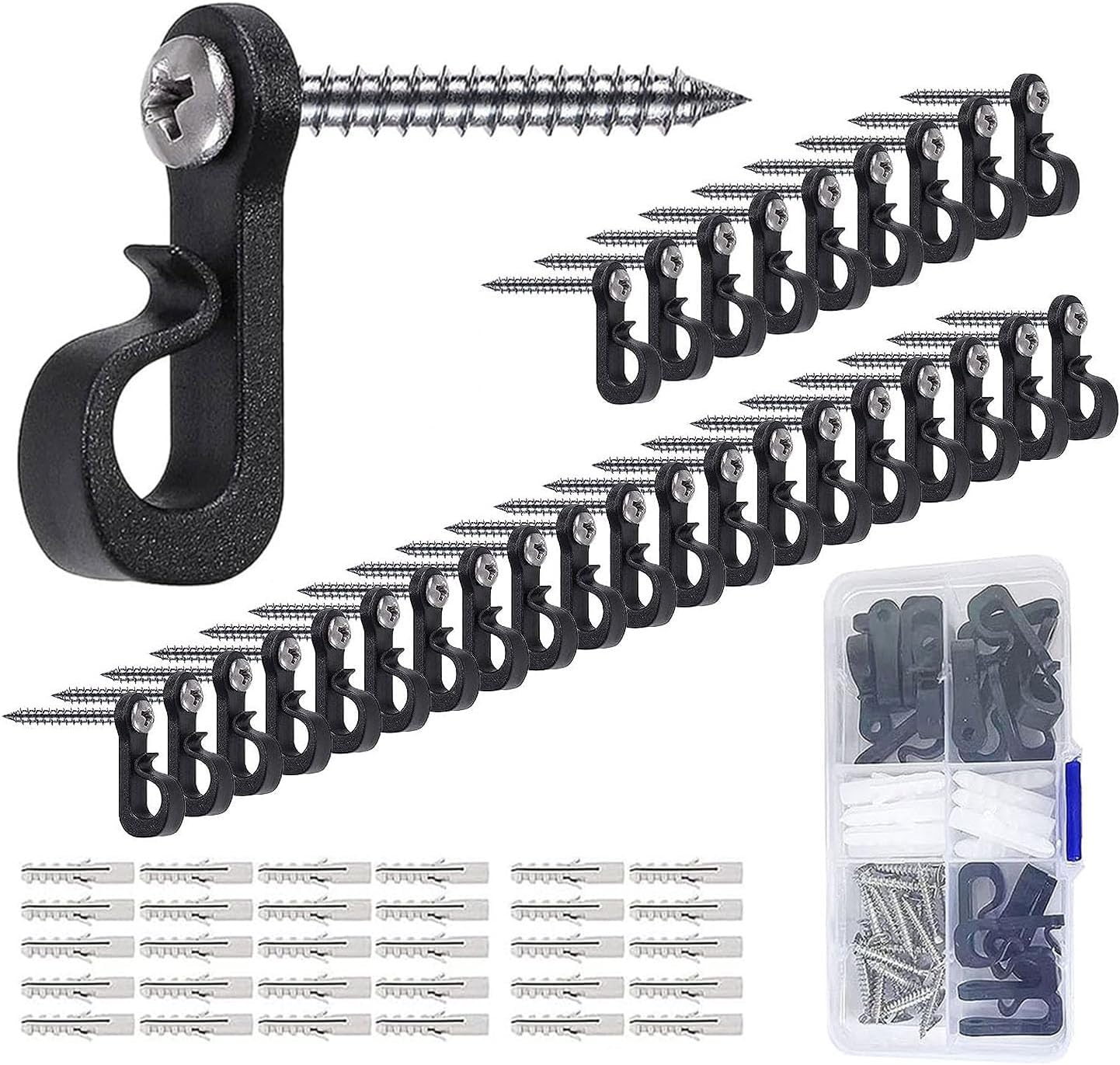 GAESHOW 30 Pack Screw Hooks, QHanger Screw in Hooks with Safety Buckle