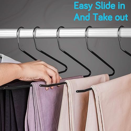 Miniatura 7 de IPOW Perchas de metal resistentes para pantalones, paquete de 24 perchas de mezclilla para armario, percha de ropa de extremo abierto para