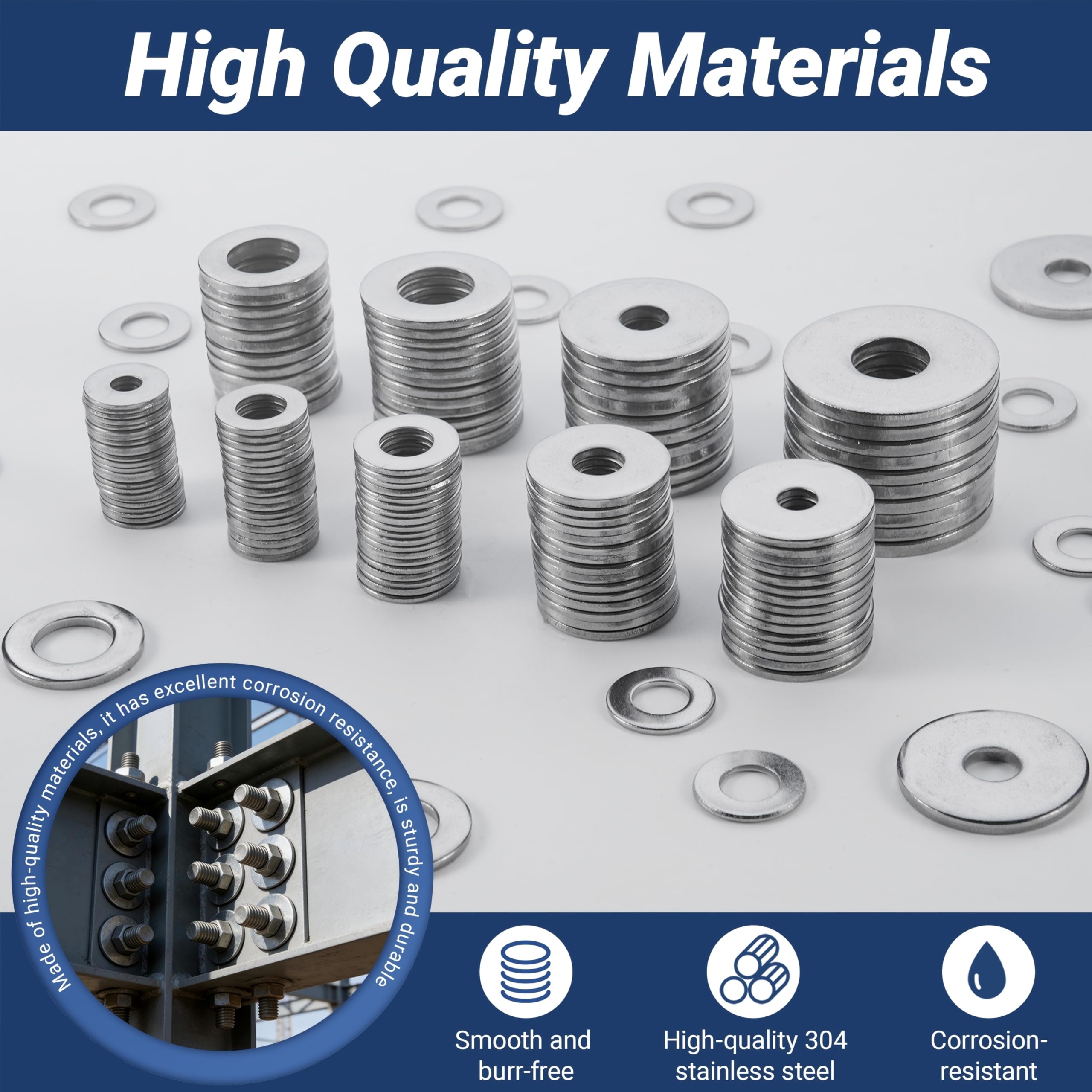 30 Pcs 1/4" Fender Washers Stainless, 1/4" ID x 0.97" OD x 0.07" Thick, Large Fender Washers Flat, Aperture is Also Suitable for M6 Bolts (30, M6 x 0.97" OD x 0.07" T) - 5