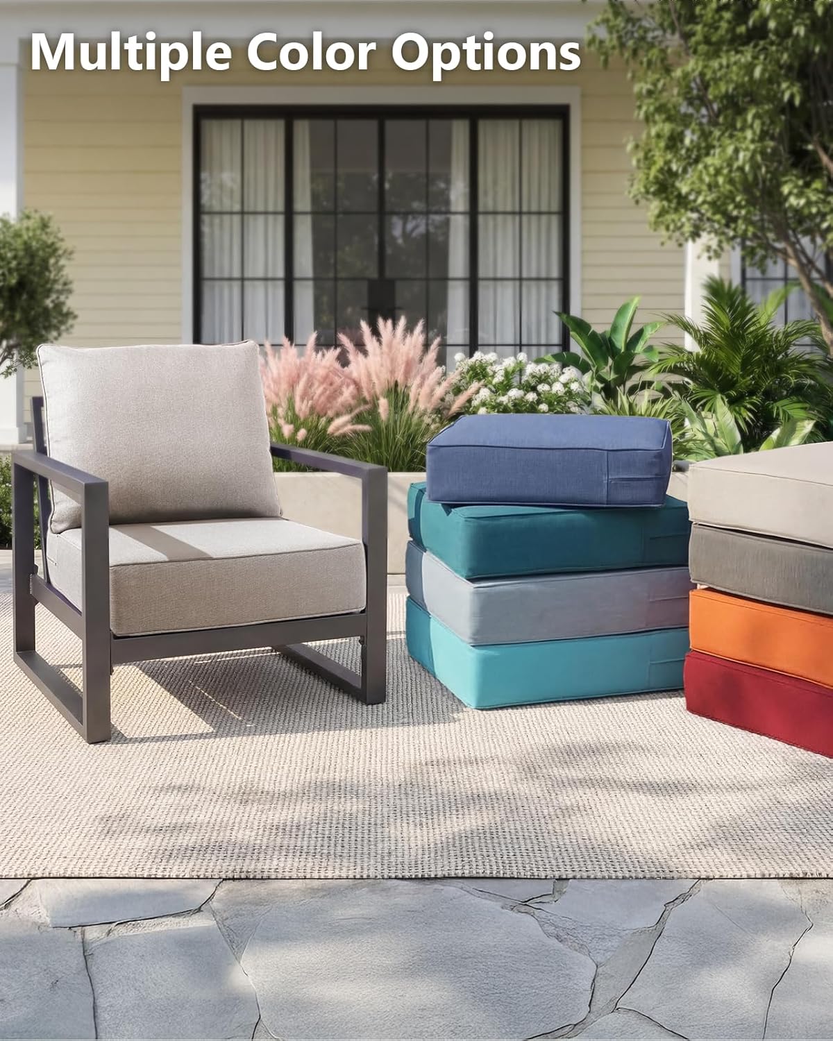 Outdoor Cushion Set for Furniture patio furniture,UV Resistant,Waterproof outdoor cushion set - 6 Inch thick foam garden cushions– 24x24 Inch Patio Seat Covers for Chair/Sofa/Couch | Beige | 2-pack |