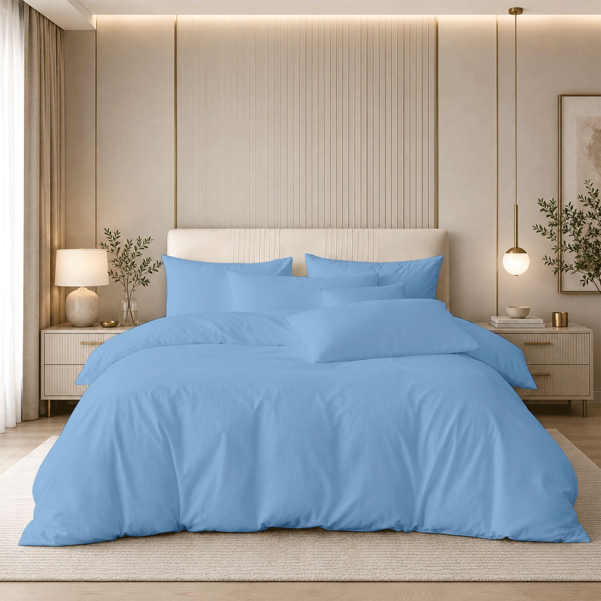 Super King size 4PCS 400TC Egyptian Cotton Duvet Cover Set, 100% Cotton Bedding with Fitted Sheet & 2 Pillowcases, Soft Durable Comfort