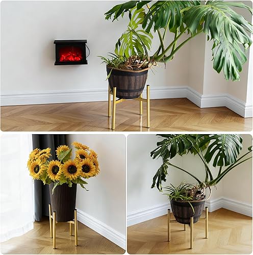 Miniatura 5 de Soporte de Metal Ajustable para Plantas de Interior, Soporte Moderno de Mediados de Siglo para Macetas de Exterior de 8 a 14 Pulgadas, Resistente