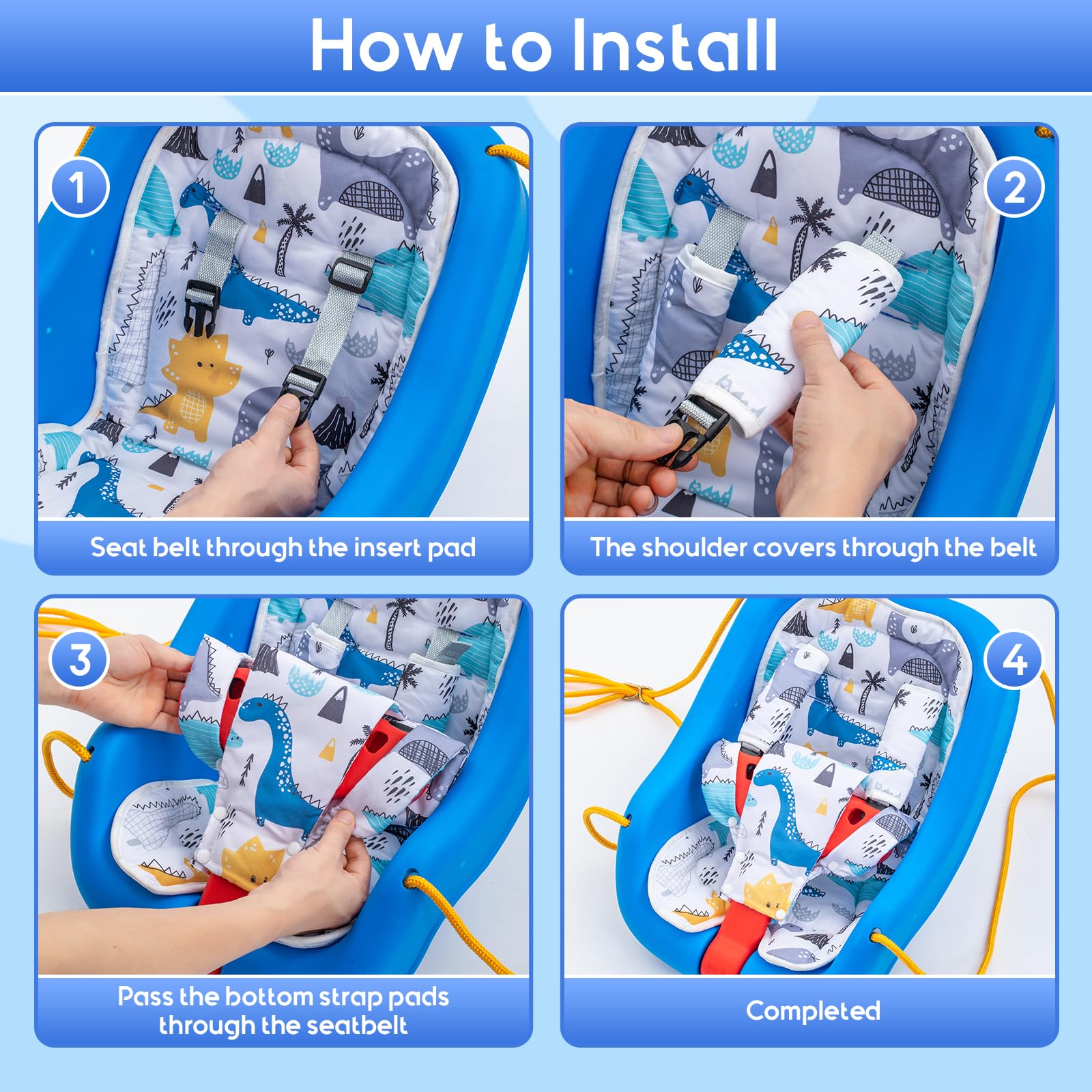 Toddler Swing Cushion for Little Tikes, Outdoor Baby Swing Pad with Strap Covers Set, Infant Swing Cushion Insert with 3D Breathable Mesh (NOT Included Swing) - Image 4