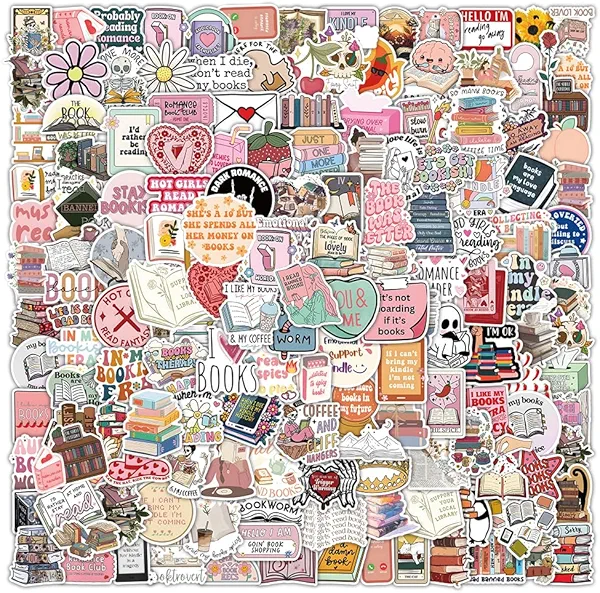 200Pcs Bookish Stickers for Kindle, Book Reading Booktok Aesthetic Stickers, Spicy Fantasy Journal for Adult, Bookish Book Lover Gifts Skin Accessories