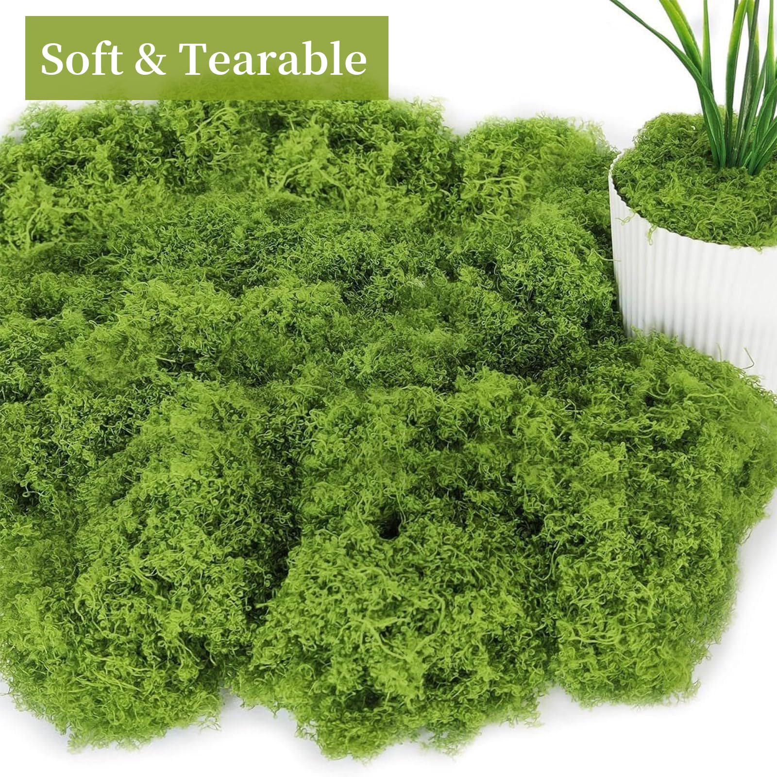 200g Muschio Artificiale,Muschio Riutilizzabili Verde Scuro,Nylon Muschios Vegetale Finto per Decorazioni Parete Casa Fai da Te Modellismo Artigianato