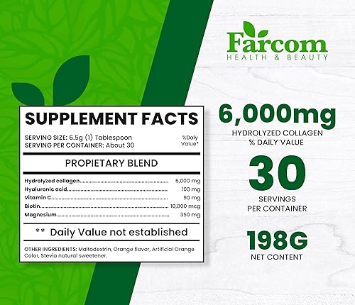 Miniatura 2 de HYALURONIC - Polvo de colágeno ácido naranja, suplementos de colágeno para cabello, articulaciones y piel. Péptidos de colágeno múltiple con