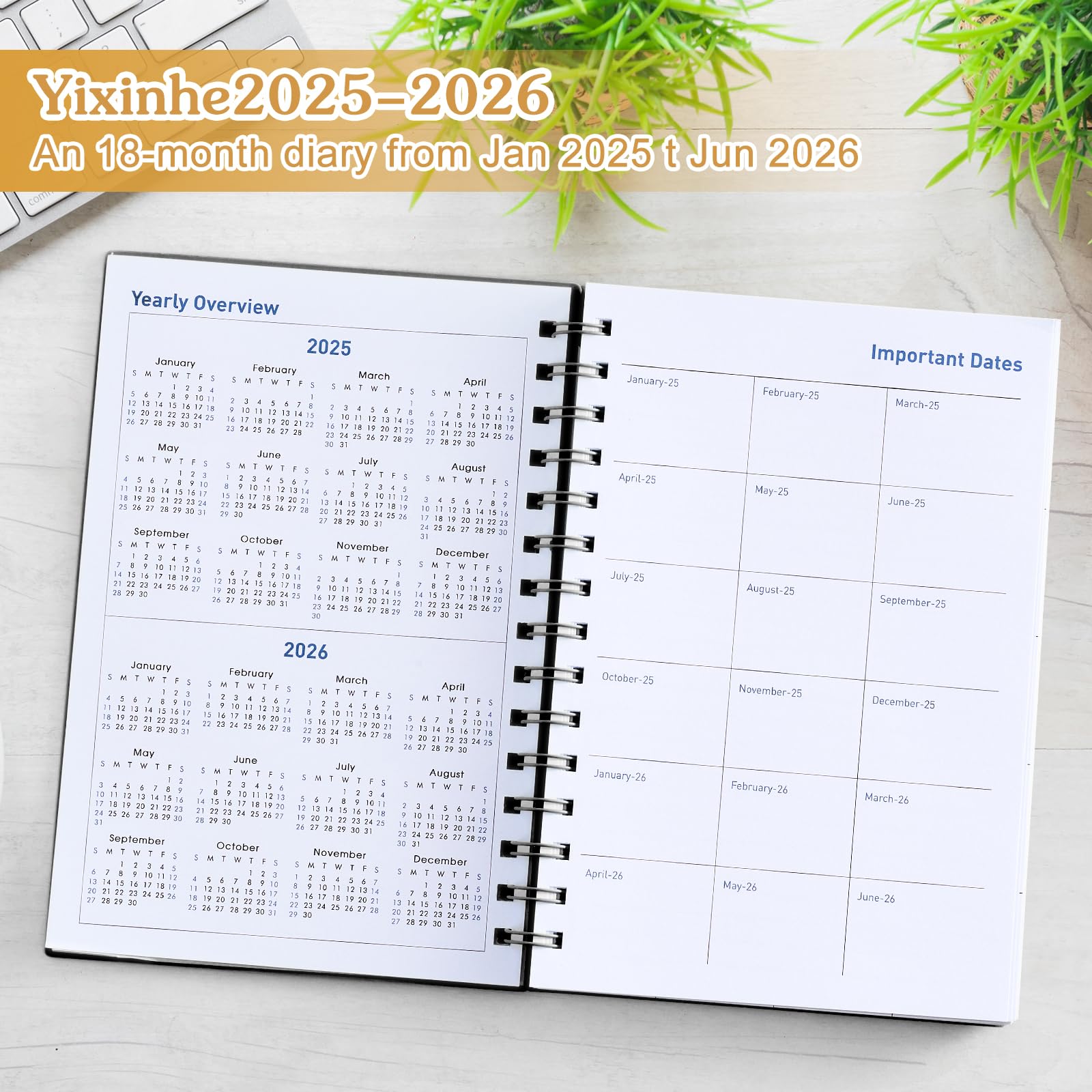 Diary 2025-2026, Planner 18 Month A5 Mid Year Diary From January.2025 ...