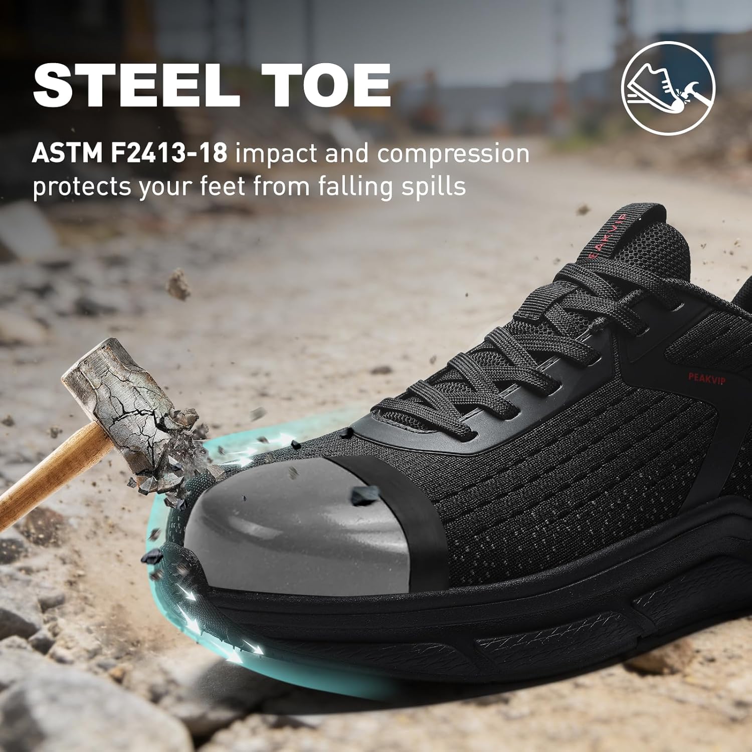 Men's Orthopedic Steel Toe Shoes | Water-Resistant & Arch Support for All-Day Standing | Wide Toe Box Safety Sneakers