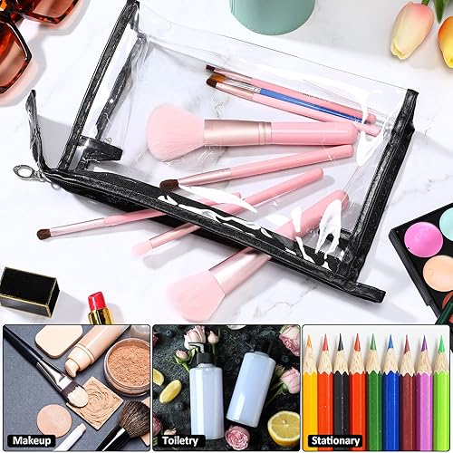 Miniatura 6 de Paquete de 21 bolsas de viaje transparentes para artículos de tocador, bolsas de maquillaje de plástico transparente con cremallera, impermeables,