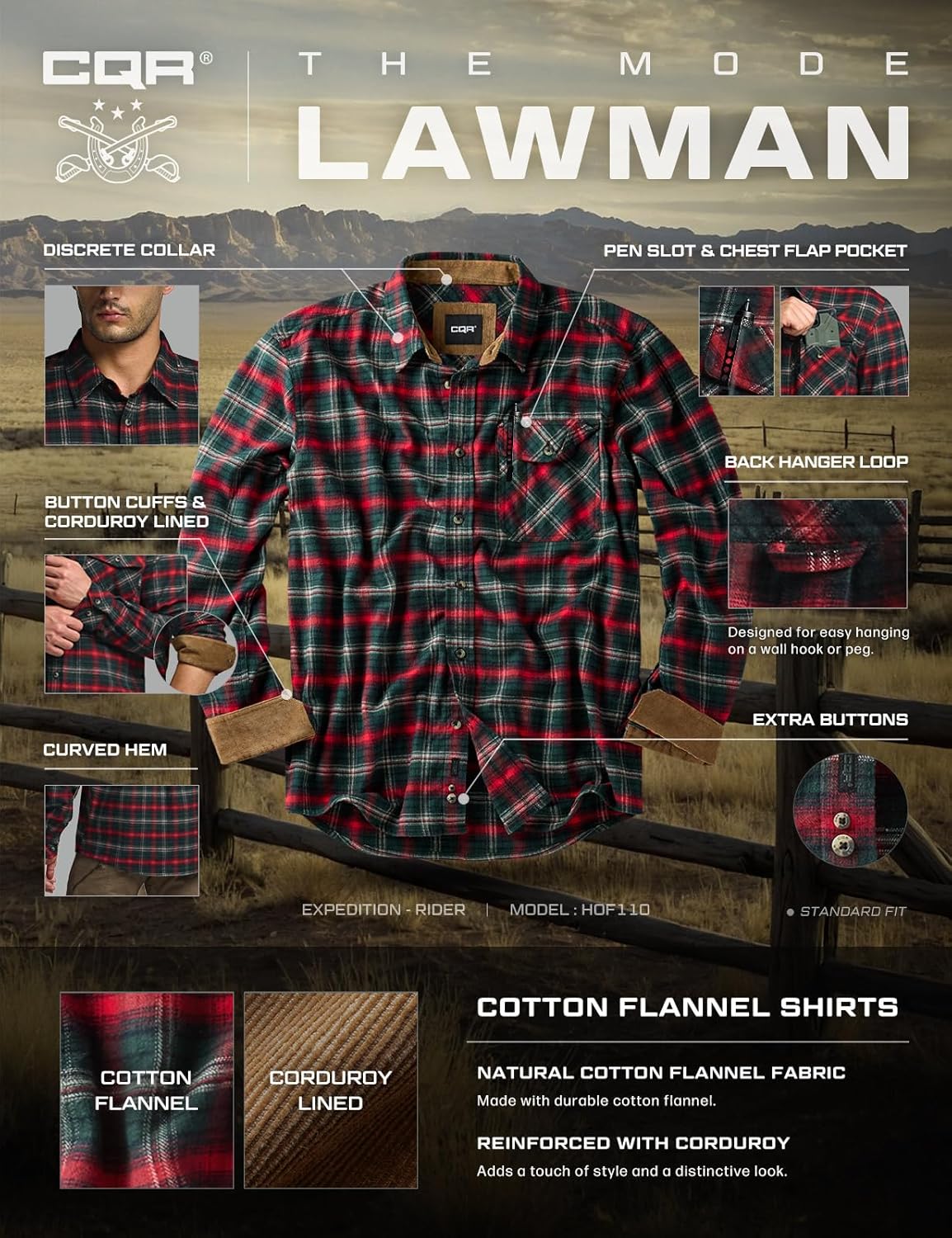 CQR Men's 100% All Cotton Button Down Flannel Shirts, Long Sleeve Brushed Warm Soft Casual Outdoor Plaid Shirt - Image 8