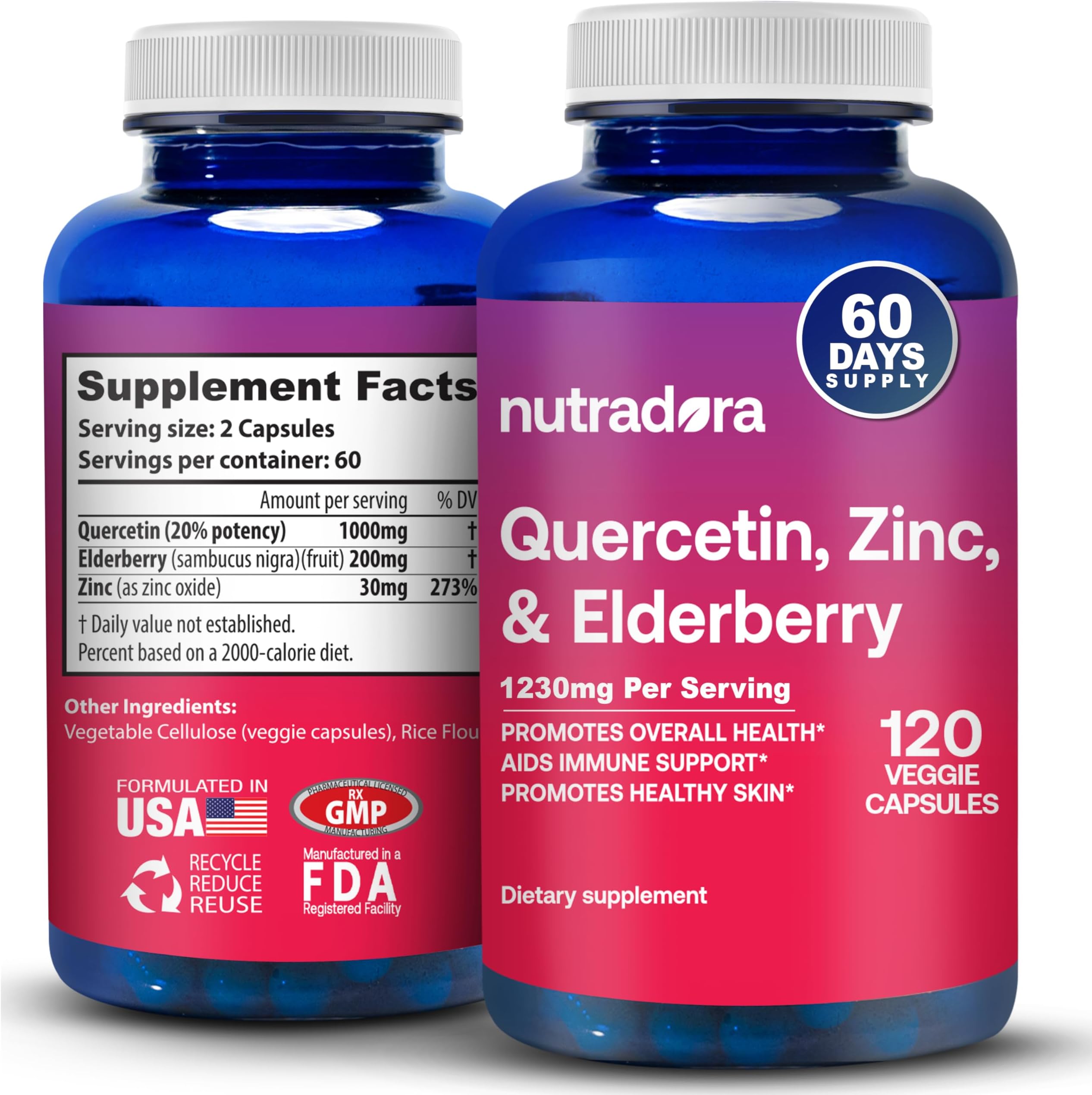 Nutradora Quercetin 1000mg Veggie Capsules, NonGMO