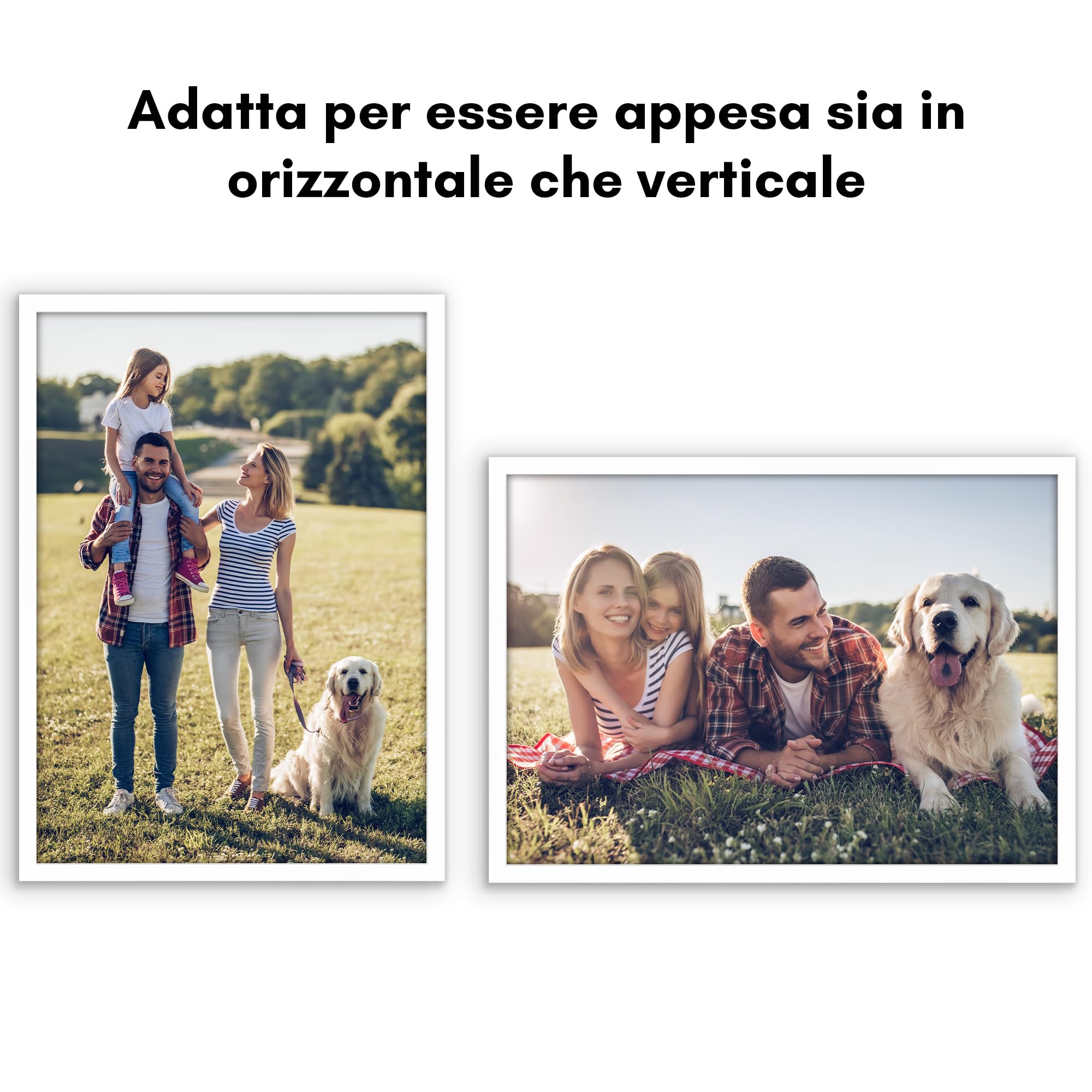 Americanflat Cornice A3 Bianche - Set di 5 Cornici A3 per Foto con Bordo Sottile e Pannello Protettivo in Plastica - Portafoto da Parete con Ganci Seghettati Integrati