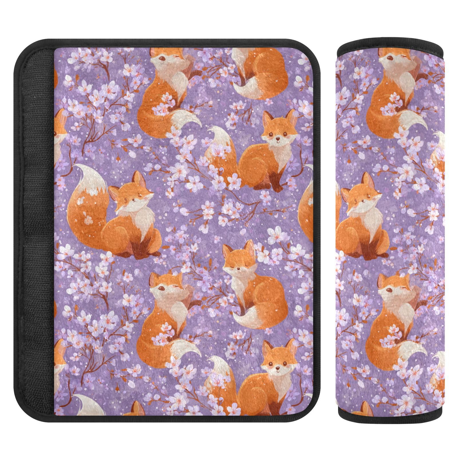 2 Pack Seatbelt Covers Seat Belt Cover Pad for Adults Boys Girls Car Seat Strap Covers Pads Cushion Universal Shoulder Strap Pad Protector for Backpack Camera Bag 10x7.7Inch Purple Sakura Blossoms and