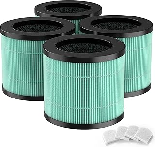 TPAP002 True HEPA Replacement Filter, Compatible with TOPPIN TPAP002 HEPA Air Purifier Comfy Air C1, Part# TPFF002, 4-IN-1 Filters（4-Pack）