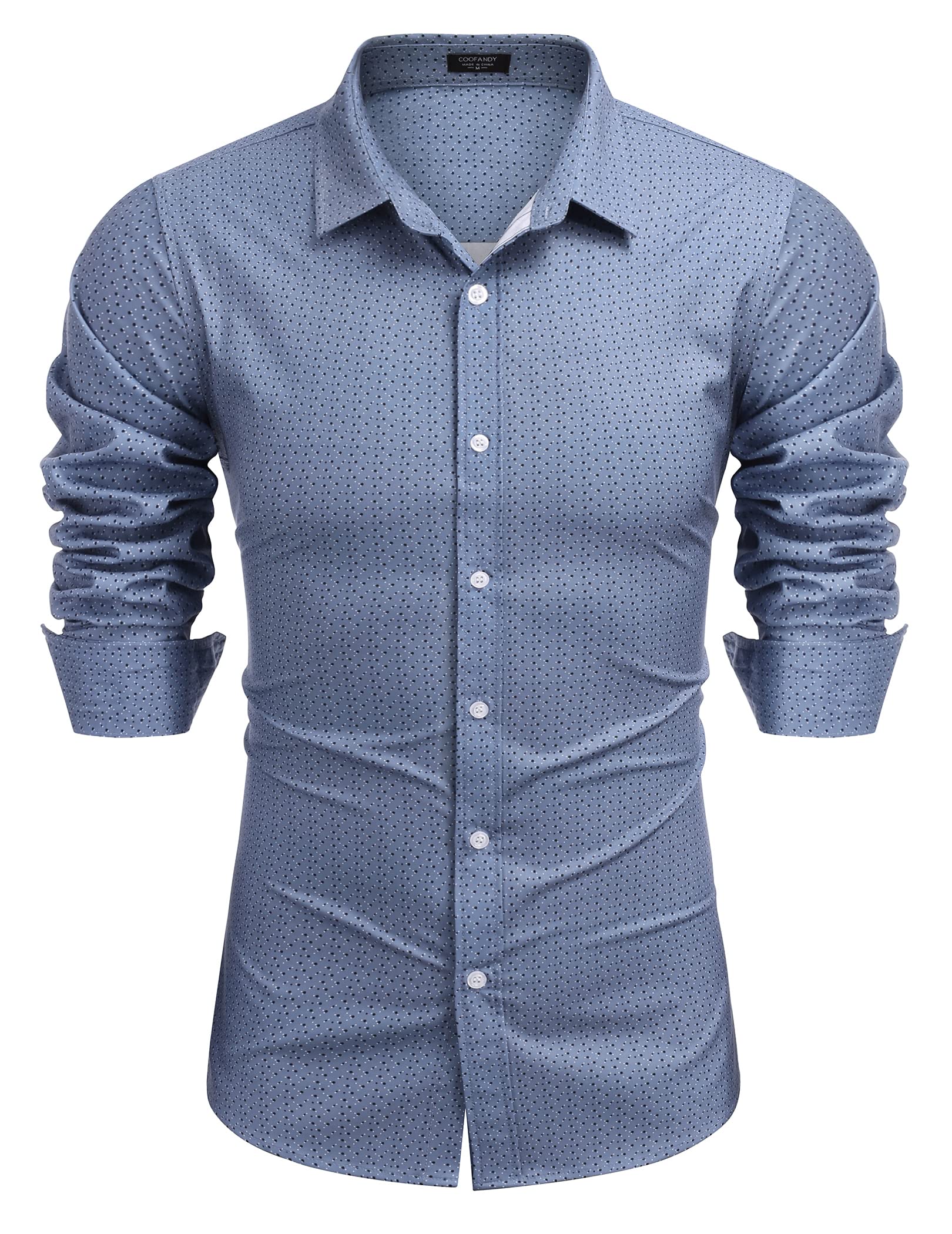 COOFANDYMens Casual Button Down Shirts Long Sleeve Untucked Shirts for Men  Stretch Dress Shirt