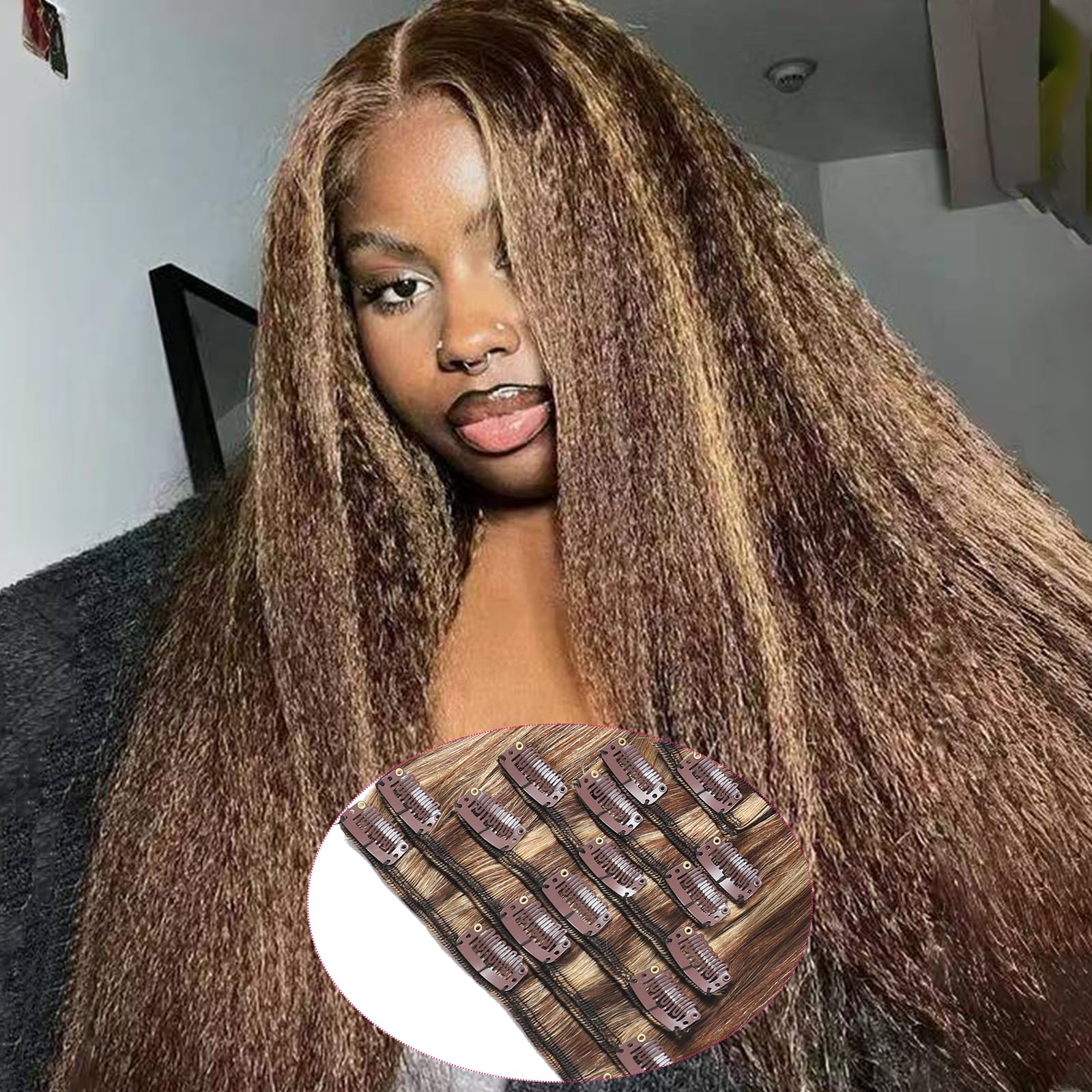 Amazon.com : 20inch 120g Clip in Hair Extensions Real Human Hair