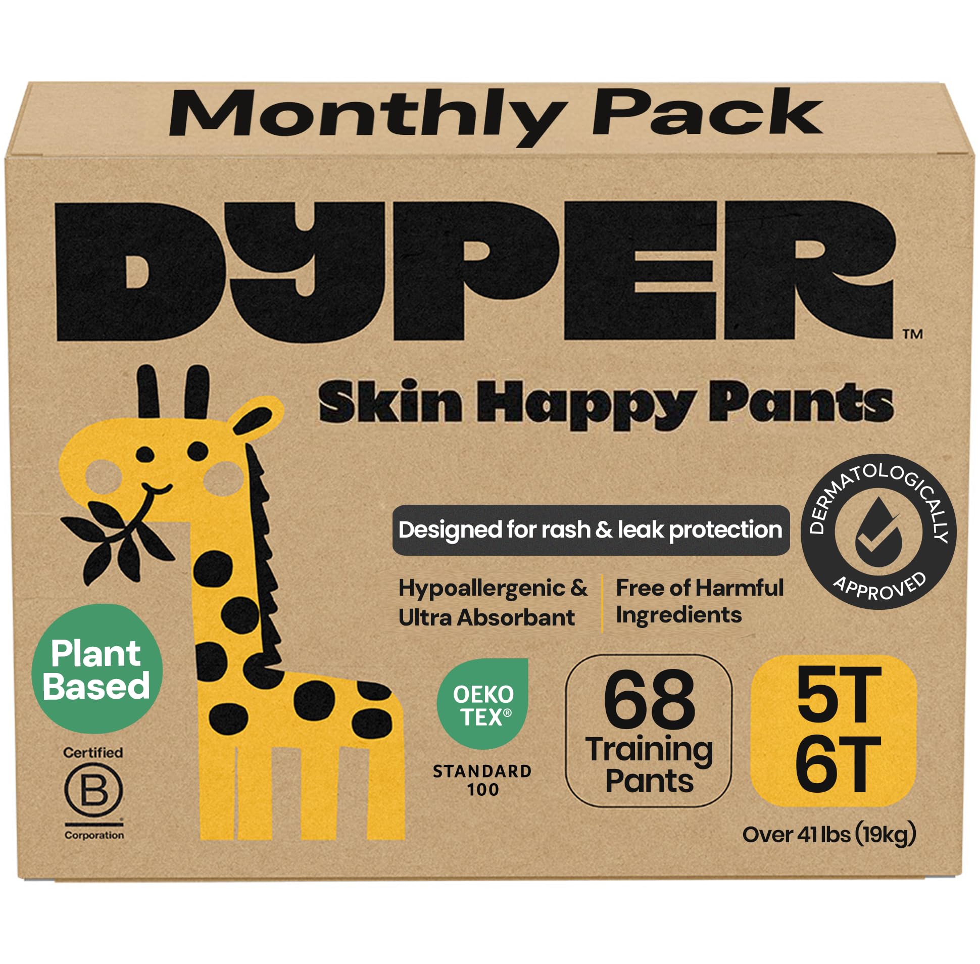 DYPER Toddler Training Pants 5T-6T for Boys & Girls Hypoallergenic,Unscented, Plant-Based & Perfect for Sensitive Skin, Leakproof Potty Training Pants