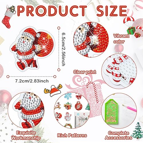 Miniatura 3 de Chapou 12 piezas de imanes de pintura de diamantes de Navidad DIY kits de pintura de diamantes con forma especial para niños, kits de pintura de