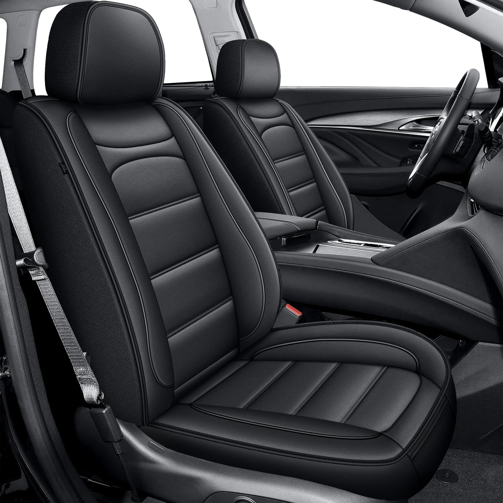 Car Seat Covers Fit for Buick Enclave 7 Seats:2018-2024 Leather Seat Covers Waterproof Automotive Seat Covers Auto Seat Protector with 3 Storagebags(Black)