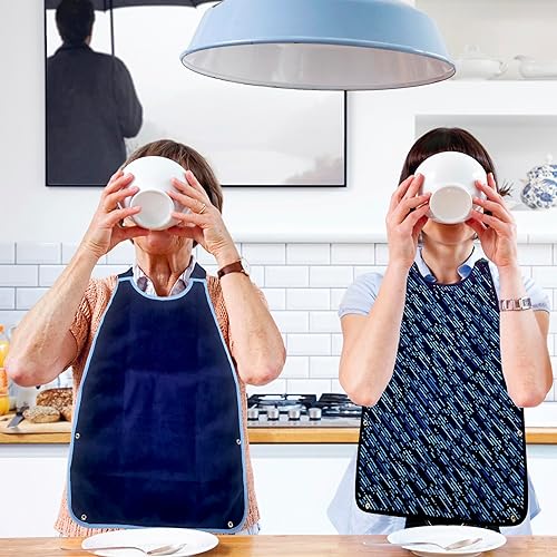 Miniatura 8 de Premium Adult Bibs for Seniors & Elderly - 17x30 Large, Heavy Duty, Waterproof PVC Layer, Washable, Crumb Catcher
